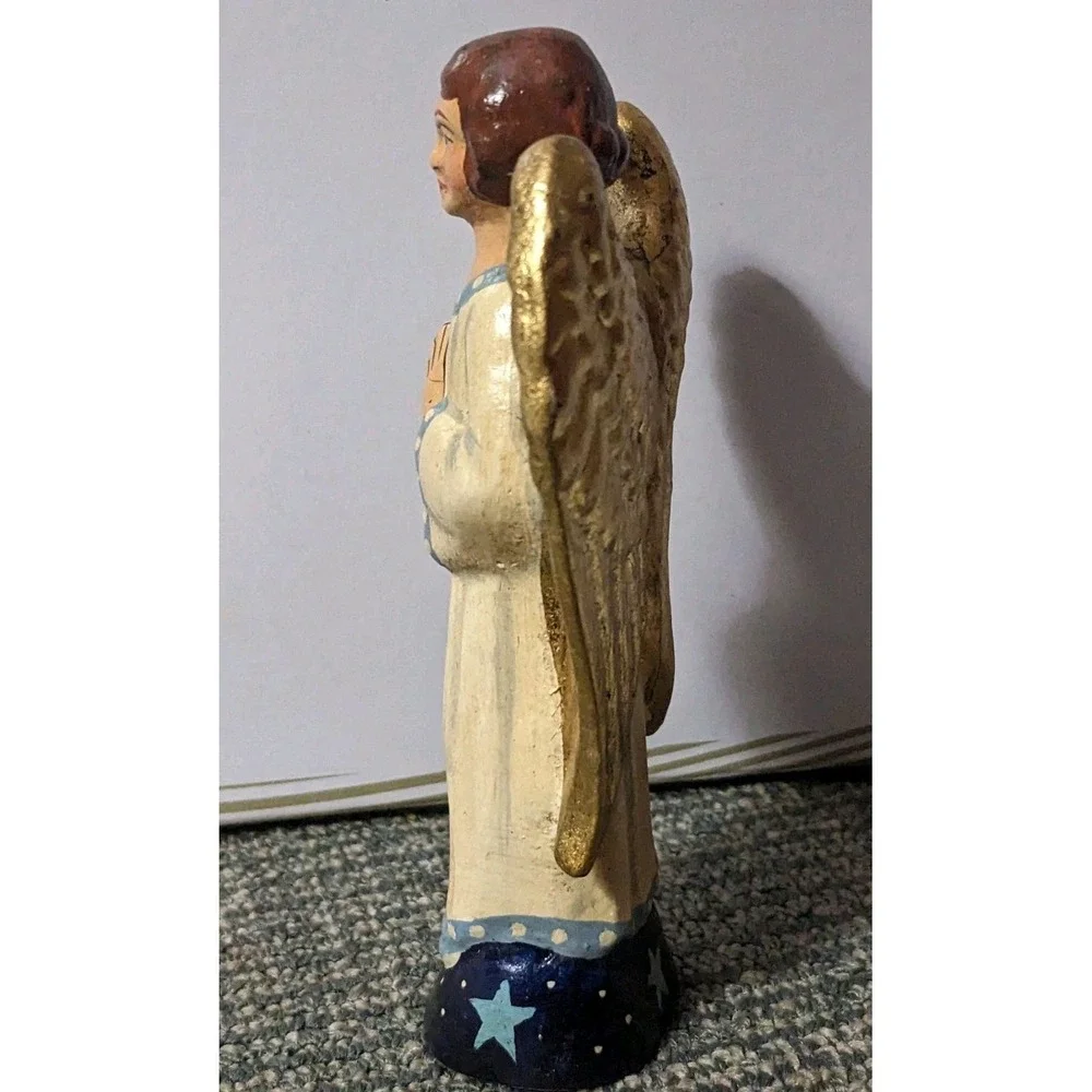 Vaillancourt Folk Art Chalkware Angel Stars Gown 2017 #173 11038 Gold Wings READ
